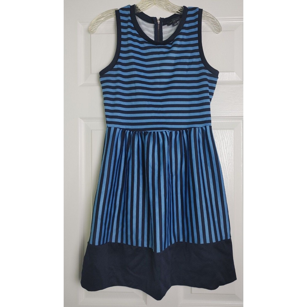 The Limited Dress Size XS Black Blue Stripe Sleeveless A Line Scoop Neck Zip